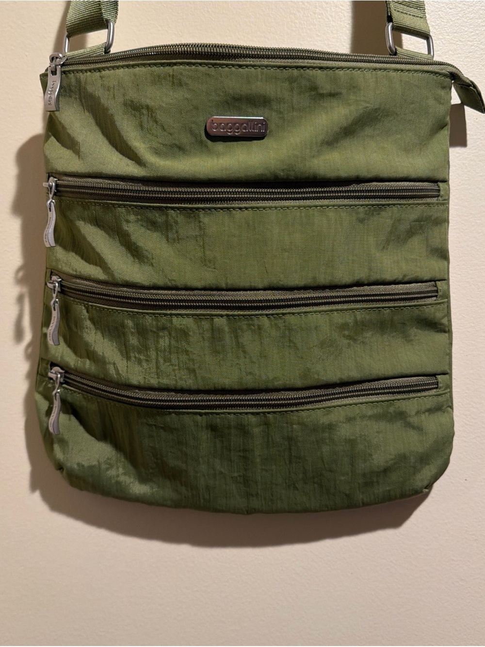 Baggallini Olive Multi-Zip Crossbody Sling